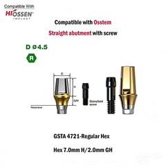 Dental Titanium Cemented straight abutment fits to Osstem Hiossen Mini Regular
