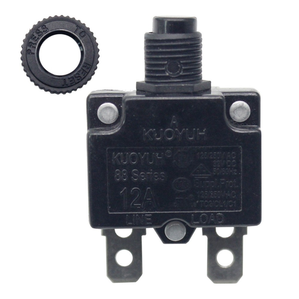 KUOYUH 12A Thermal Circuit Breaker 88 Series 125/250VAC 32VDC (12 amp)
