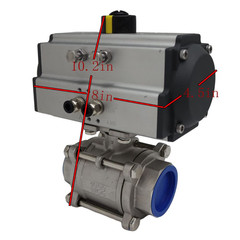 Three-Piece 2 Inch Pneumatic Actuated Ball Valve Double Acting Globe Threaded 30
