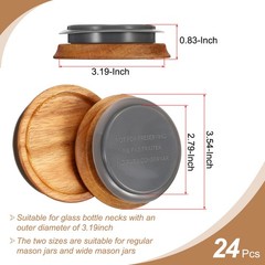 Wide Mouth Mason Jar Lids Wooden Storage Canning Jar Lids Ball Jars 24pcs