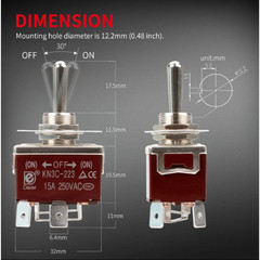 Momentary Reverse Polarity Switch 12V 30A | DPDT 4-Pin (ON)-Off-(ON) Toggle Swit