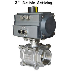 Three-Piece 2 Inch Pneumatic Actuated Ball Valve Double Acting Globe Threaded 30