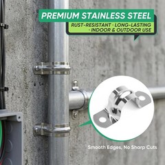 Durable 1/2″ Stainless Steel Pipe Clamps Set – 40pcs with 20 Installation Screws