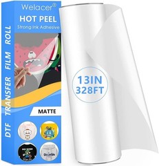 DTF Transfer Film Roll 13 Inch x 328 FT for Sublimation Glossy Clear Pretreat…