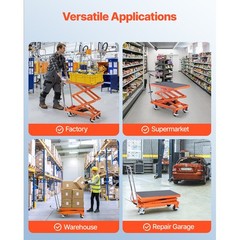 47.2″ Hydraulic Lift Table Manual Double Scissor Lift Cart 500 lbs Non-slip Pad