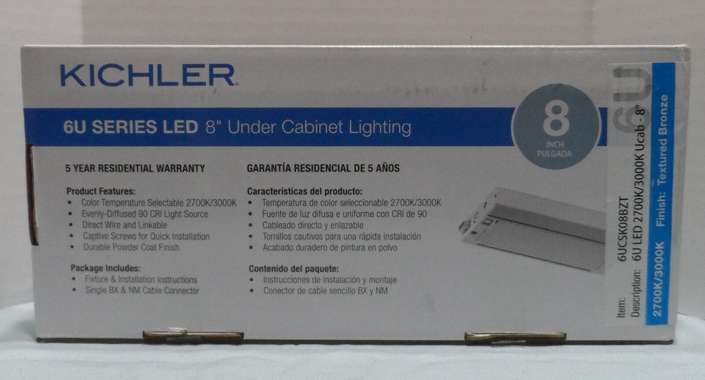 Kichler 8 inch under cabinet lighting, textured bronze finish, new #GUCSK08BZT