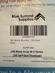 Blue Summit Supplies 4 UP W-2 Tax Forms – 100 Blank Employee Forms & Envelopes