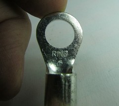 5 Solid Copper #6 Brazed Ring Terminals, 6AWG Cable x 3/8″ or M10 Stud Tinned