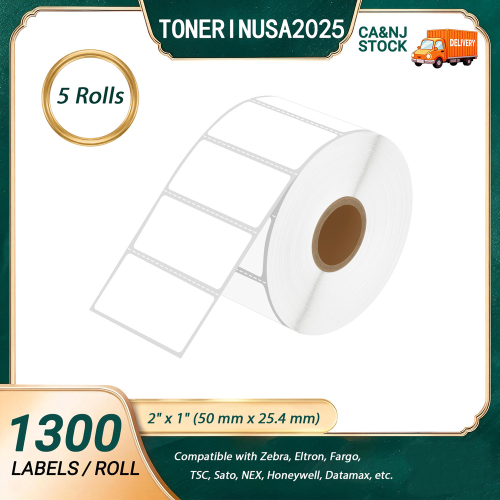 5Rolls Direct Thermal 2″x1″ Labels for Zebra GX420d LP2824 ZD410 ZD420 ZT220
