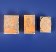Vintage Portrait Printing Blocks Lot 3 Men Letterpress Printer Cuts Zinc