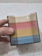 Vintage 1980s 1990s Memo Cube Note Pad Stack Desk Holder Stationery Paper