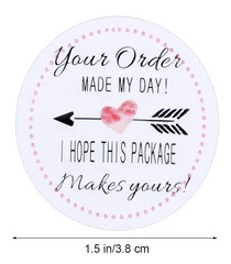 20 Count 1.5in Round “Your Order Made My Day” Self-Adhesive Stickers