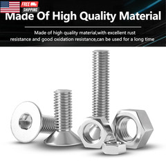 440 Pieces Flat Hex Socket Head Cap Screws Kit 304 Stainless Steel M3 M4 M5 Metr