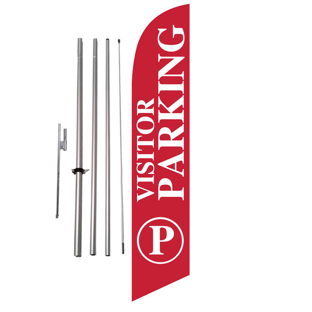 Visitor Parking Marker Advertising Feather Banner Swooper Flag Kit +spike