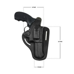357 Magnum Holster, 2 Slot Pancake OWB Leather Gun Holster Thumb Break Handma…