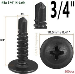 Modified Truss Head Self Drilling / Tapping Screws # 8 x 3/4″ K-Lath Black (500)