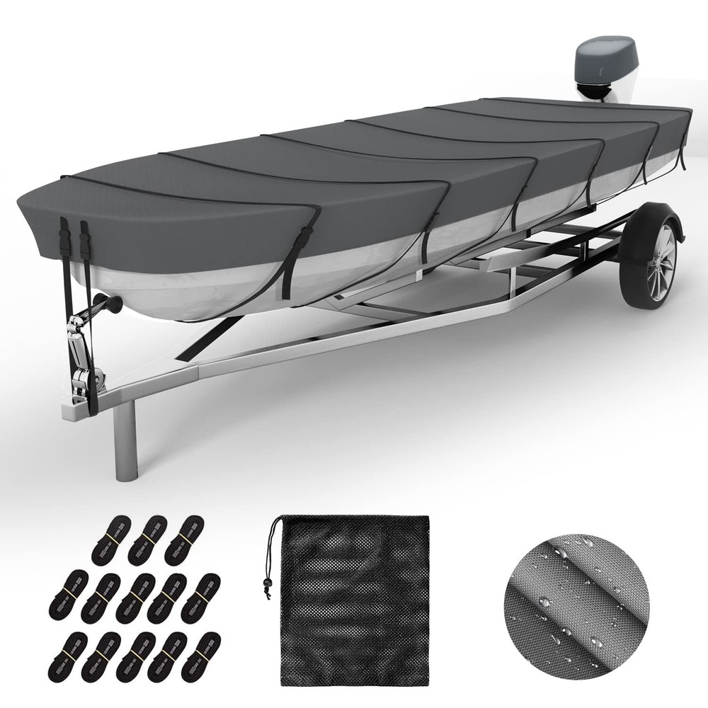 Jon Boat Cover 10-12ft,1200D 5-Layer Waterproof Oxford Fabric,Heavy Duty UV P…