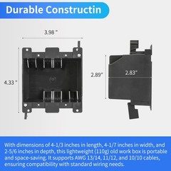 5 Pack 2-Gang Black Old Work Electrical Box, PVC, 25 Cu In, ETL, Retrofit