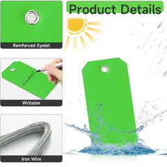 500 Piece Plastic Hang Tags With Wire Waterproof Labels Green Heavy Duty Tag Set