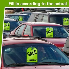 100 Pack Car Dealer Mirror Hang Tags 8.5×11.5 Inches Sale Price Tags (Green)