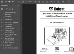 BOBCAT S530 SKID STEER LOADER MANUAL OPERATORS SERVICE REPAIR SHOP OWNERS PDF