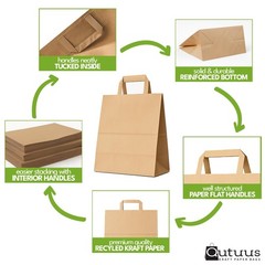 12x7x17 Large Brown Paper Grocery Bags, inches (Pack of 100),