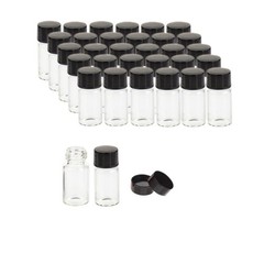 100 Pack 3ml Clear Glass Vials with Screw Caps – Lab Storage Bottles, Borosilica