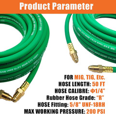 50FT Argon Gas Hose, Inert Gas Welding Hoses for MIG/TIG Welding Regulator, Argo