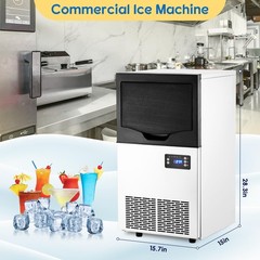 Stainless Steel Commercial Ice Maker 100LBS/24H 33LBS Capacity Self-Cleaning Per