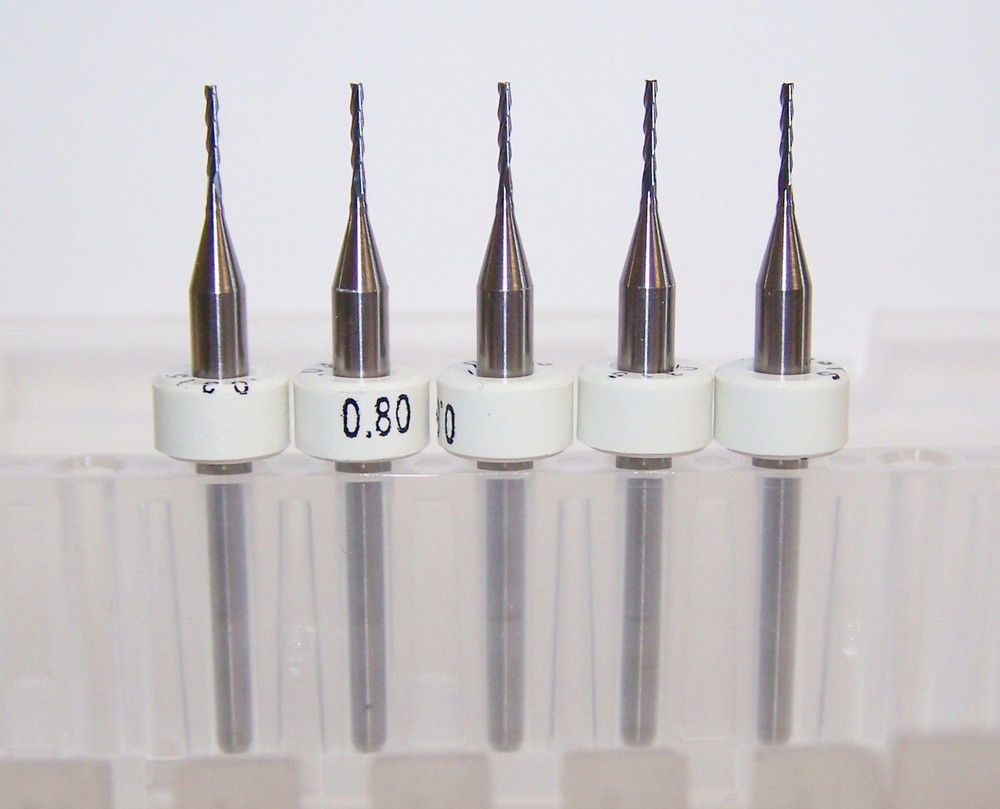 (5) – 0.80mm (.0315″) CARBIDE END MILL, 3 FLUTE LONG FLUTE 1700W0315.195 (USA)