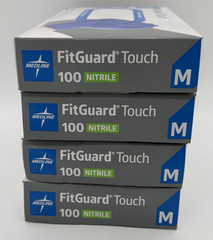 Medline FitGuard Touch Nitrile Exam Gloves Medium Blue Powder Free 400 Ct 4 Box