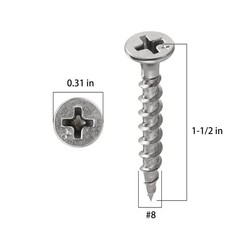 1 pounds#8X1″410 Stainless Steel Fastener Drywall Screws-Phillips with coarse…