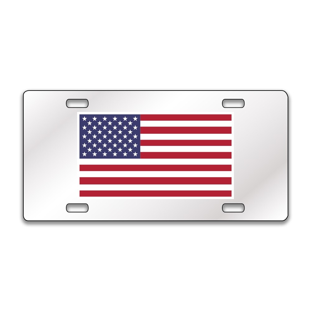 AMERICAN FLAG BASIC Chrome or Black Acrylic Standard License Plate LP0264