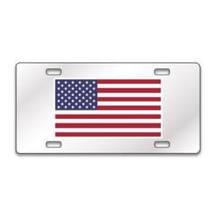 AMERICAN FLAG BASIC Chrome or Black Acrylic Standard License Plate LP0264