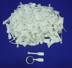 50 Qty Blank Jewelry Price Tag White PVC Snap Lock size 0.33″ x 0.6″ x Loop 1″