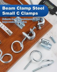 1/4″ x 20 Beam Clamps Steel Small C Clamp with Screws Rings for Pipe Cable Tube