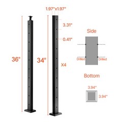 Cable Railing Post 36x2x2 In Horizontal-Hole Railing Post 4JZLGZXHS914MY65M001V0