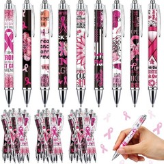 36 PCS Breast Cancer Awareness Pens Pink Ribbon Retractable Ballpoint Ink