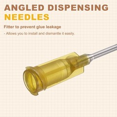 25Pcs 0.5Inch 17Ga 45° Angled Dispensing Needles, Dark Yellow