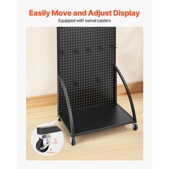 Pegboard Display Stand with 30 Hooks Pegboard Panels Display with a Plate Black
