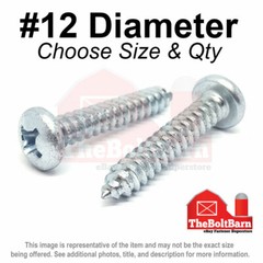 #12 Phillips Pan Head Self Tapping Sheet Metal Screws Zinc (Pick Length & Qty)