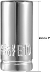 2Pcs 1/4-Inch Drive E10 External Torx Shallow Socket, Cr-V Steel