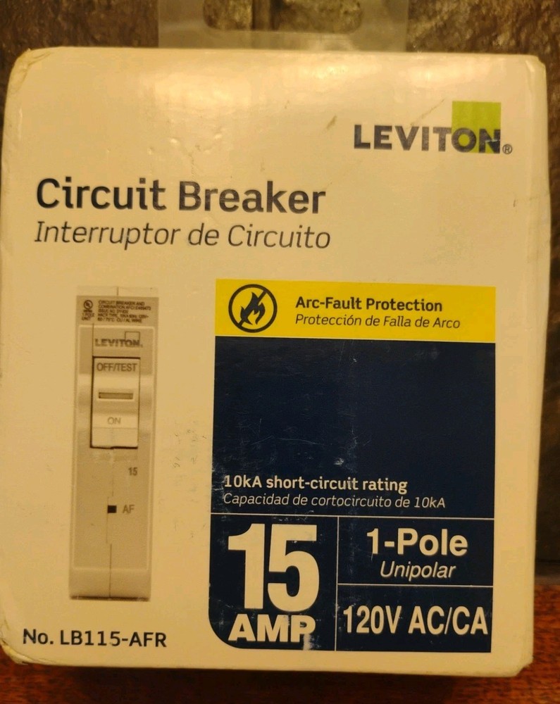 Leviton LB115-AFR 15 Amp AFCI Circuit Breaker 1-Pole 120V Arc Fault NEW