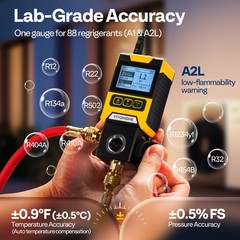 Digital Vacuum Pressure Manifold Gauge w/ Temp Clamp Hoses AC R134a R410a R1234y