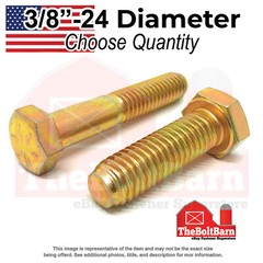3/8″-24 Grade 8 Fine Hex Cap Screws Zinc Yellow USA Made (Choose Length & Qty)