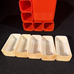 Vintage HOF Hong Kong Orange Plastic Desk Organizer 4 Drawers 2 Cups No 7412
