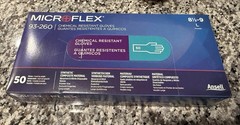 MICROFLEX 93-260 Disposable 3-Layer Chemical Gloves, Green LARGE, Box of 50