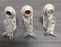3 Vintage Glass Faceted Lens Panel Indicator Light Lamp Dialco Drake Dialight