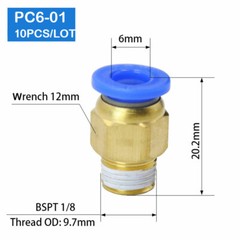 1/4″ OD Tube X 1/8″ NPT Pneumatic Fitting Push To Connect Air Fittings 10PCS