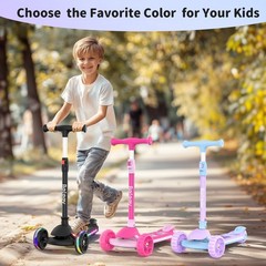 A9 Scooter Kids 312 Years, 3 Wheel Folding Scooter with LED Light Up Wheels…